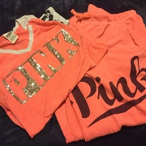 PINK shirt and sweatpants